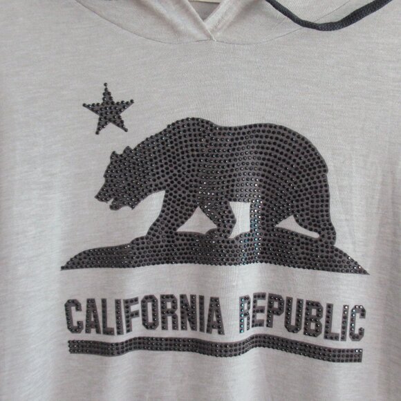 California Republic Hoodie Womens S Pullover Light Embellished Sweater Gray Blk - Picture 2 of 9